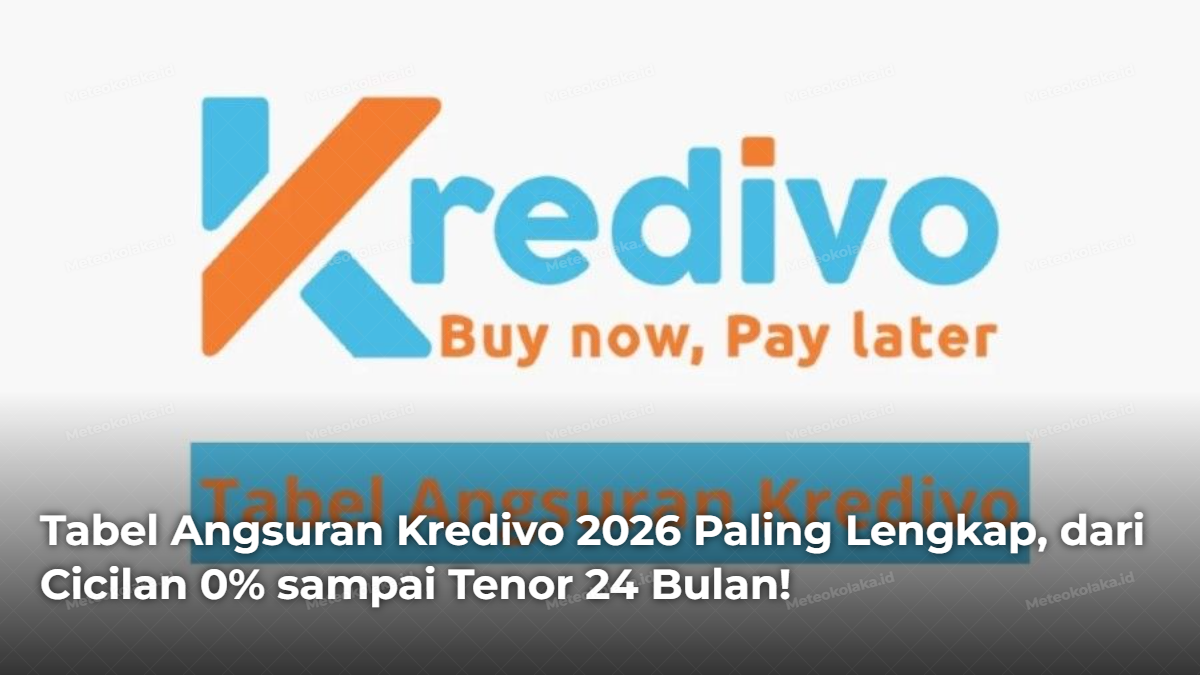 Tabel Angsuran Kredivo 2026 Paling Lengkap, dari Cicilan 0% sampai Tenor 24 Bulan!
